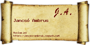 Jancsó Ambrus névjegykártya